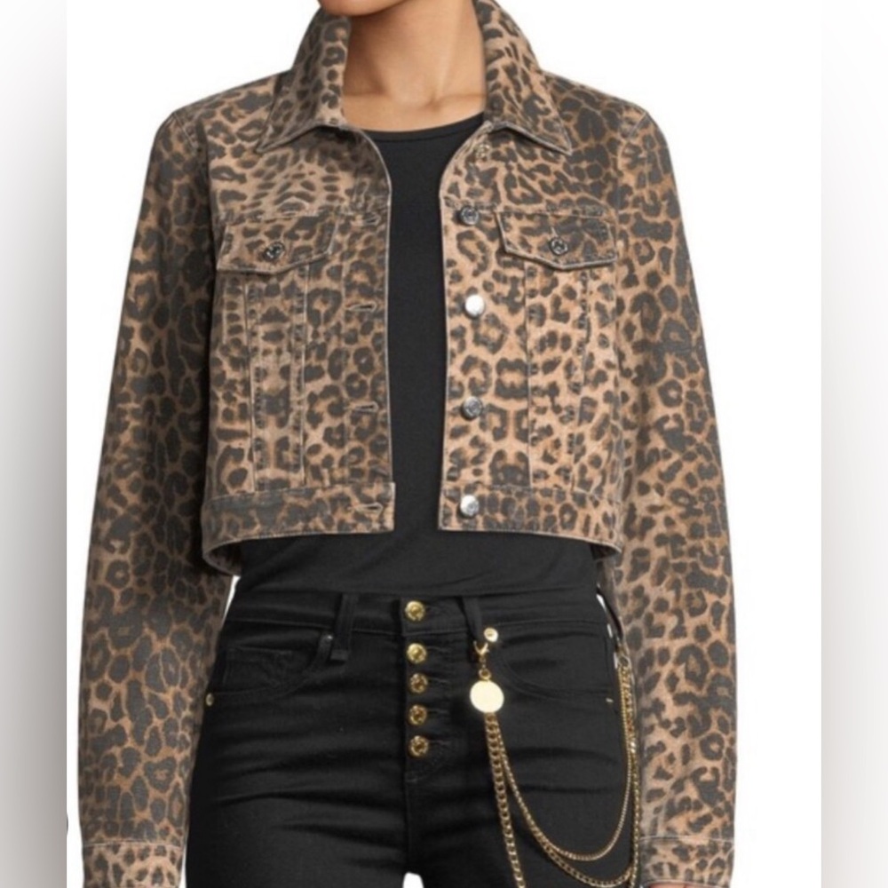 🤎Veronica Beard 🐆 Leopard Print Denim Jean Jacket